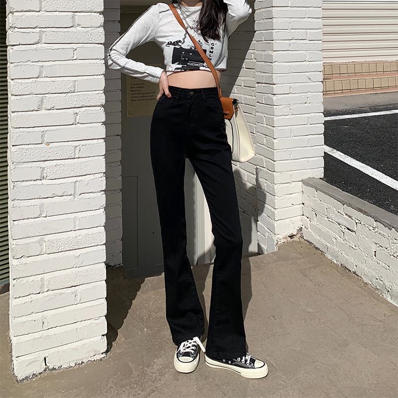 【RENA小舖 台灣現貨每天出】微喇叭長褲 喇叭褲 小喇叭 牛仔褲 牛仔長褲 顯瘦 時尚 長腿 辣妹【R21717】-細節圖3