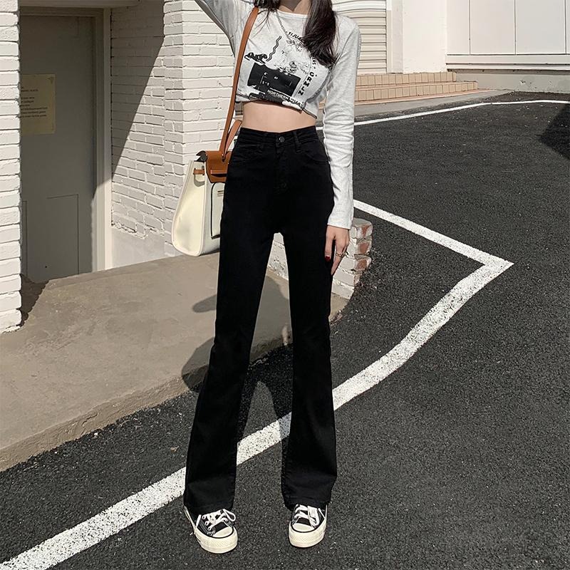 【RENA小舖 台灣現貨每天出】微喇叭長褲 喇叭褲 小喇叭 牛仔褲 牛仔長褲 顯瘦 時尚 長腿 辣妹【R21717】-細節圖5