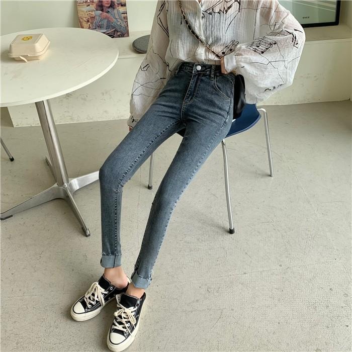 【RENA小舖 台灣現貨每天出】窄管牛仔長褲_顯瘦/修身/高腰/窄管/牛仔長褲/長褲【R17634】-細節圖8