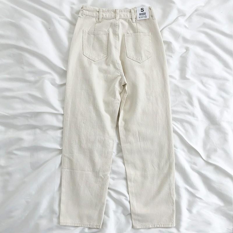 【RENA小舖 台灣現貨每天出】復古捲邊牛仔長褲_高腰/做舊/百搭/牛仔長褲/長褲【R15050】-細節圖3