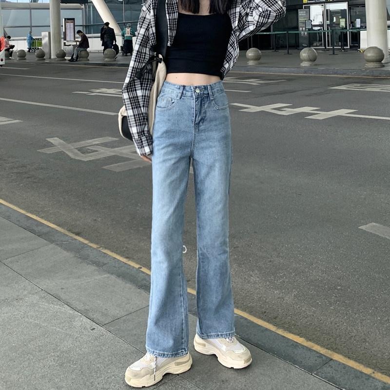 【RENA小舖 台灣現貨每天出】甜辣風顯腿長后綁帶設計感小眾高腰直筒顯瘦微喇叭牛仔長褲【R19911】-細節圖7