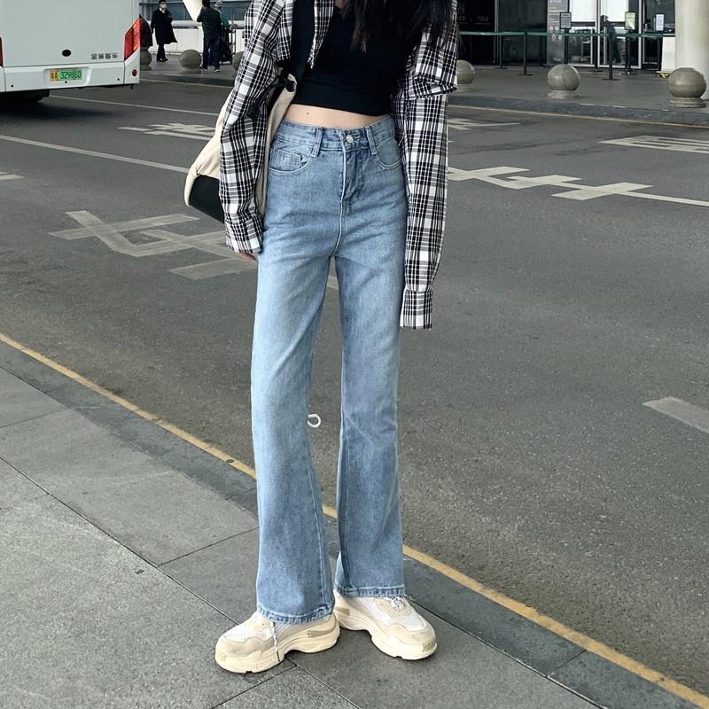 【RENA小舖 台灣現貨每天出】甜辣風顯腿長后綁帶設計感小眾高腰直筒顯瘦微喇叭牛仔長褲【R19911】-細節圖9