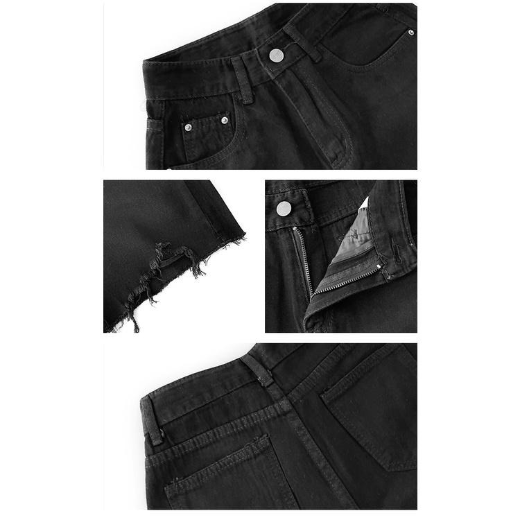 【RENA小舖 台灣現貨每天出】高腰顯瘦百搭闊腿毛邊五分牛仔短褲 闊腿短褲 五分褲 牛仔短褲【R19916】-細節圖4