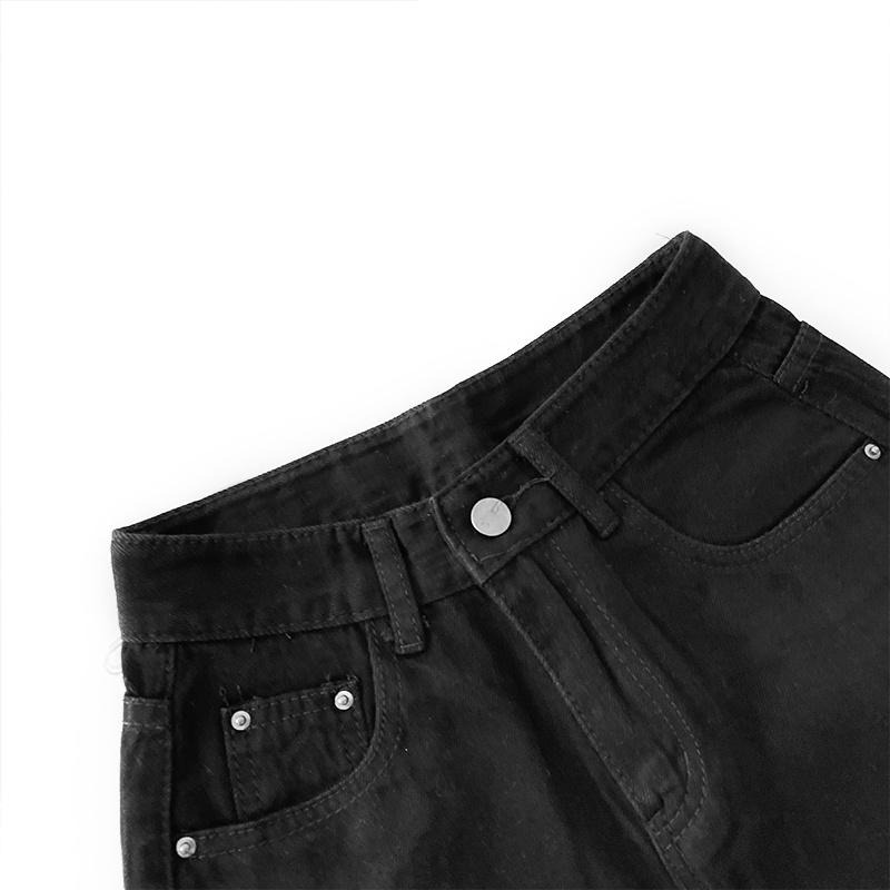 【RENA小舖 台灣現貨每天出】高腰顯瘦百搭闊腿毛邊五分牛仔短褲 闊腿短褲 五分褲 牛仔短褲【R19916】-細節圖7