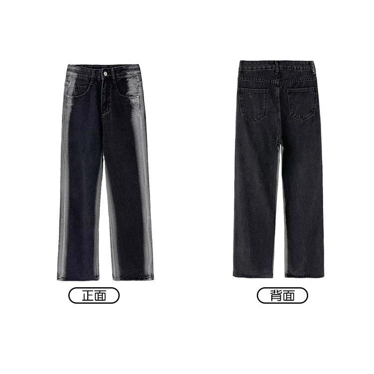 【RENA小舖 台灣現貨每天出】甜酷風招牌🎈｜漸變色牛仔長褲_百搭/復古/高腰/顯瘦/休閒褲/牛仔褲【R19657】-細節圖2