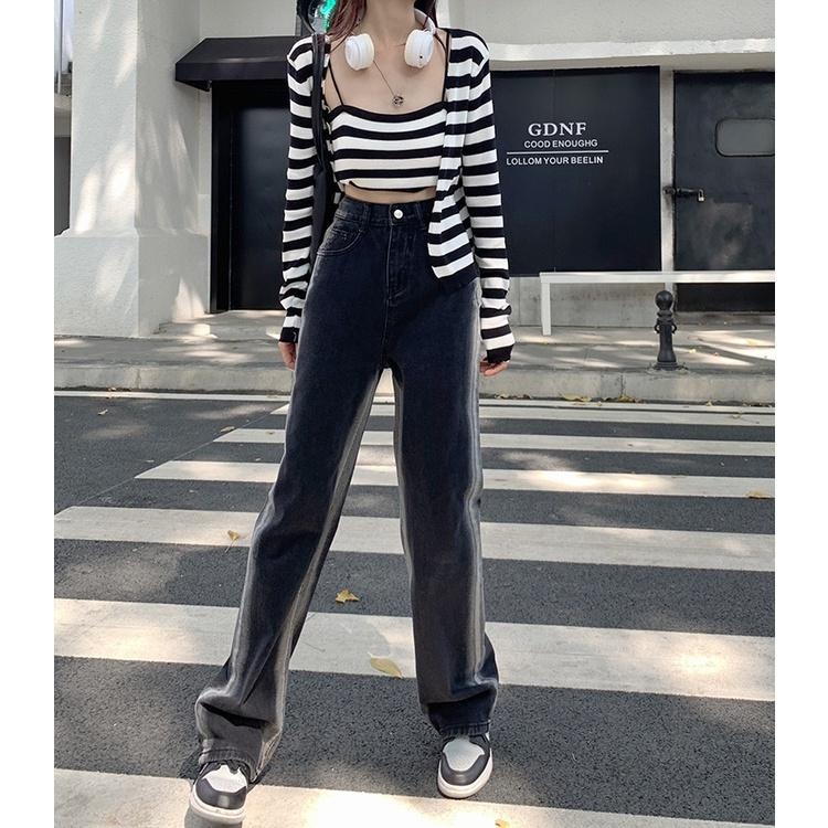 【RENA小舖 台灣現貨每天出】甜酷風招牌🎈｜漸變色牛仔長褲_百搭/復古/高腰/顯瘦/休閒褲/牛仔褲【R19657】-細節圖6