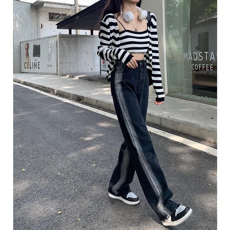 【RENA小舖 台灣現貨每天出】甜酷風招牌🎈｜漸變色牛仔長褲_百搭/復古/高腰/顯瘦/休閒褲/牛仔褲【R19657】-細節圖9