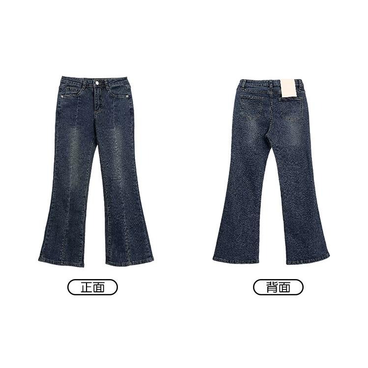 【RENA小舖 台灣現貨每天出】開叉做舊水洗九分牛仔褲＿小個子/高腰/彈力/修身/顯瘦【R20568】-細節圖2