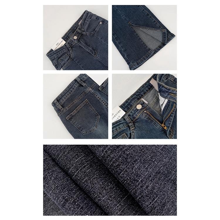 【RENA小舖 台灣現貨每天出】開叉做舊水洗九分牛仔褲＿小個子/高腰/彈力/修身/顯瘦【R20568】-細節圖3