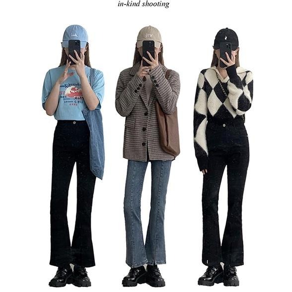 【RENA小舖 台灣現貨每天出】開叉做舊水洗九分牛仔褲＿小個子/高腰/彈力/修身/顯瘦【R20568】-細節圖4