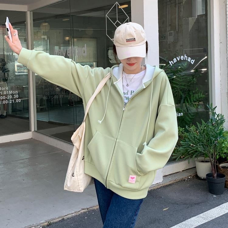 【RENA小舖 台灣現貨每天出】愛心小標抽繩連帽外套_百搭/重磅/秋季/多色/不易起球/連帽外套【R20840】-細節圖7