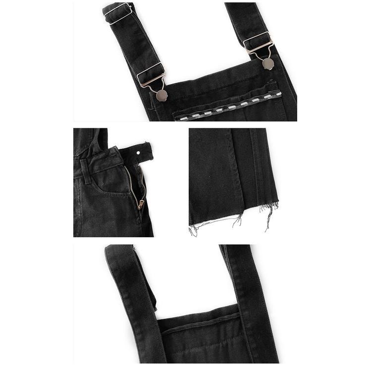 【RENA小舖 台灣現貨每天出】高腰開衩牛仔背帶裙_現貨/顯瘦/性感/復古/吊帶裙/牛仔裙/背帶裙【R20221】-細節圖4