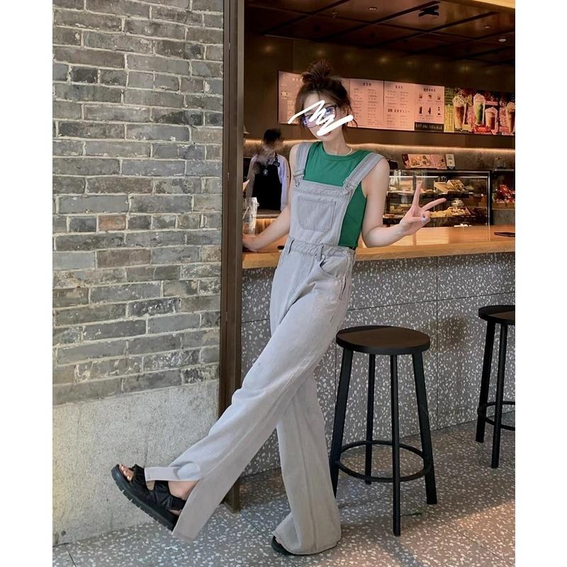 【RENA小舖 台灣現貨每天出】復古闊腿牛仔吊帶褲_寬鬆/修身/顯瘦/長褲/吊帶褲/牛仔褲【R21115】-細節圖2