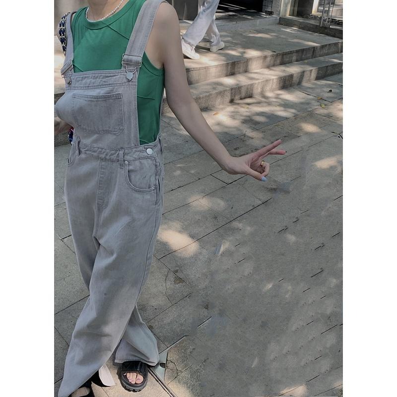 【RENA小舖 台灣現貨每天出】復古闊腿牛仔吊帶褲_寬鬆/修身/顯瘦/長褲/吊帶褲/牛仔褲【R21115】-細節圖3