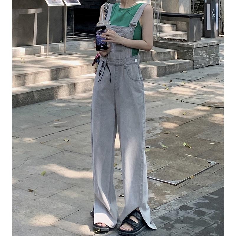 【RENA小舖 台灣現貨每天出】復古闊腿牛仔吊帶褲_寬鬆/修身/顯瘦/長褲/吊帶褲/牛仔褲【R21115】-細節圖4