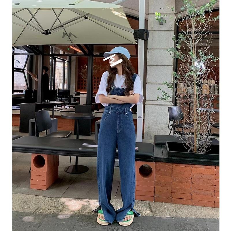 【RENA小舖 台灣現貨每天出】復古闊腿牛仔吊帶褲_寬鬆/修身/顯瘦/長褲/吊帶褲/牛仔褲【R21115】-細節圖5