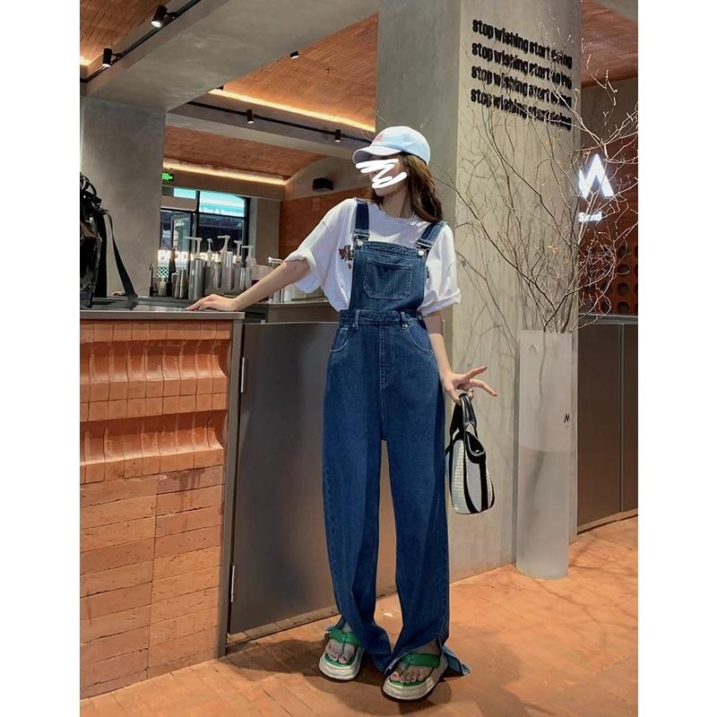 【RENA小舖 台灣現貨每天出】復古闊腿牛仔吊帶褲_寬鬆/修身/顯瘦/長褲/吊帶褲/牛仔褲【R21115】-細節圖7