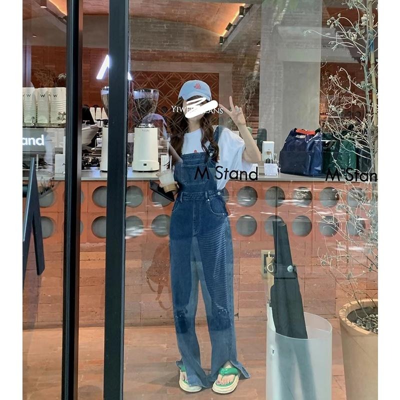 【RENA小舖 台灣現貨每天出】復古闊腿牛仔吊帶褲_寬鬆/修身/顯瘦/長褲/吊帶褲/牛仔褲【R21115】-細節圖8