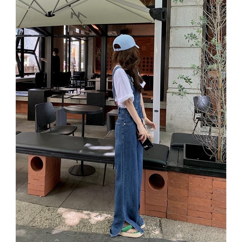 【RENA小舖 台灣現貨每天出】復古闊腿牛仔吊帶褲_寬鬆/修身/顯瘦/長褲/吊帶褲/牛仔褲【R21115】-細節圖9