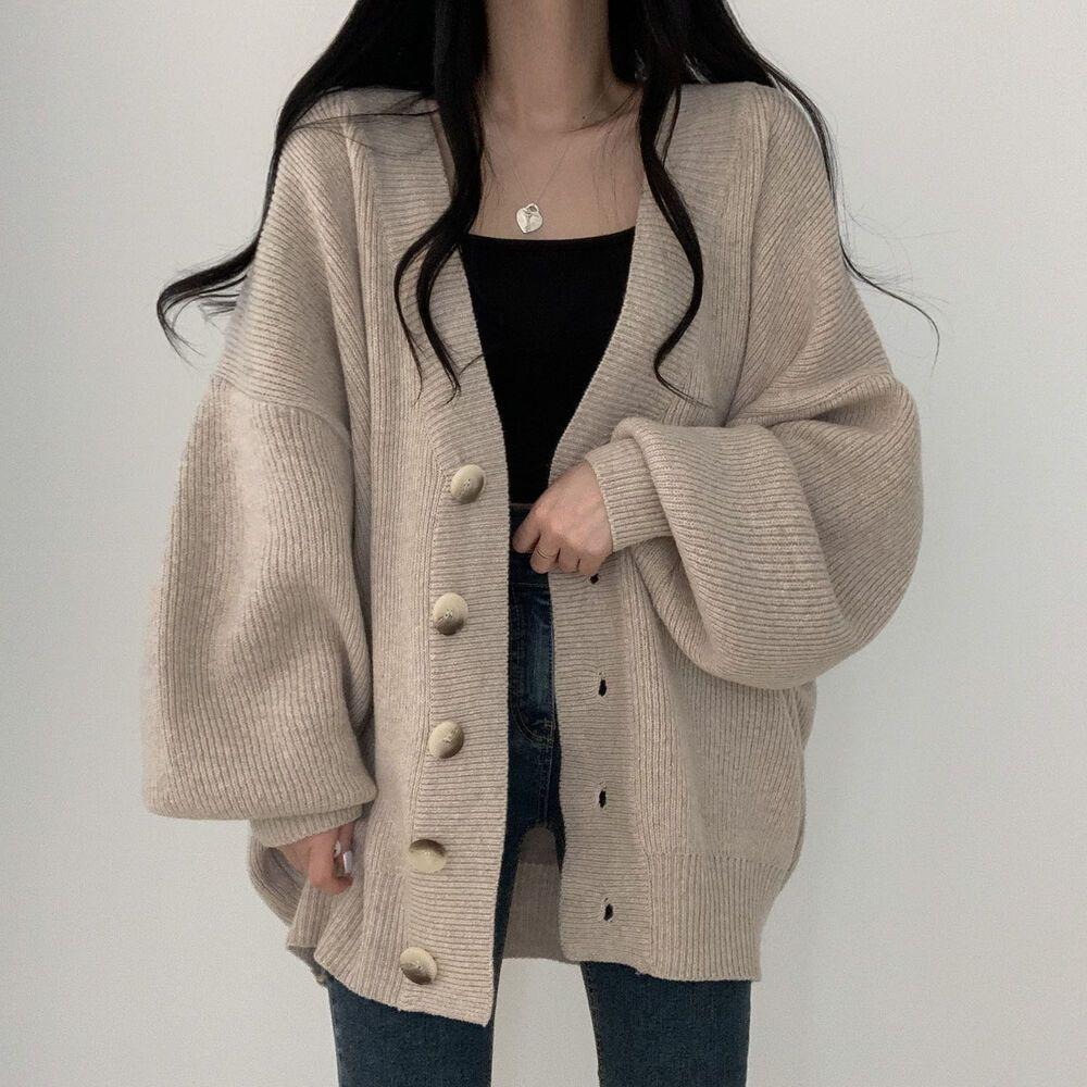 【RENA小舖 台灣現貨每天出】韓系歐膩 慵懶寬鬆百搭針織外套 簡約/溫柔/顯瘦/毛衣/長袖/針織外套【R22037】-細節圖6