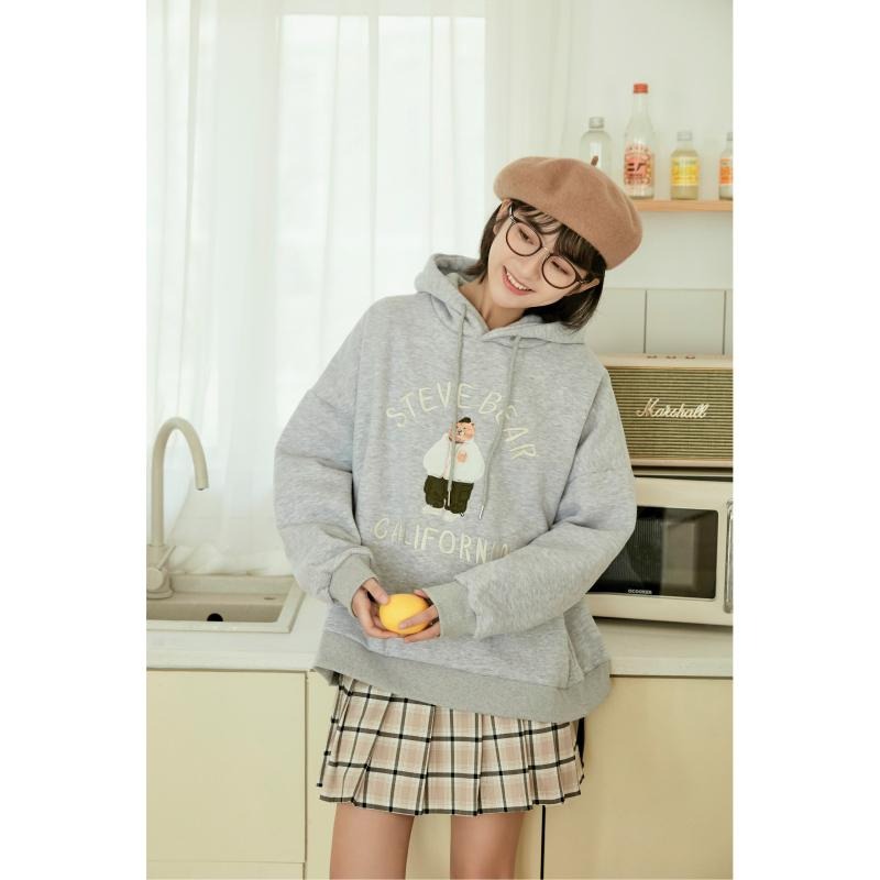 【RENA小舖 台灣現貨每天出】穿帽tㄉ熊熊🐻｜小熊刺繡帽T_純棉/保暖/加厚/長袖/大學t/帽T【R22056】-細節圖4