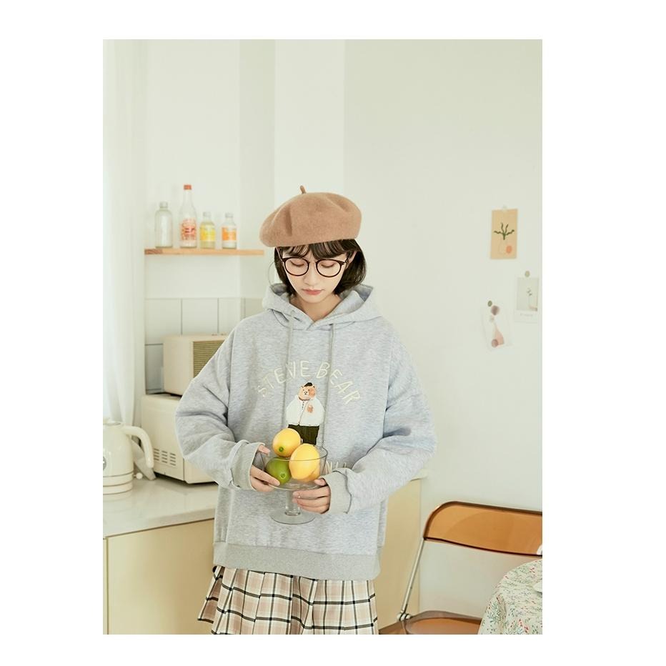 【RENA小舖 台灣現貨每天出】穿帽tㄉ熊熊🐻｜小熊刺繡帽T_純棉/保暖/加厚/長袖/大學t/帽T【R22056】-細節圖8