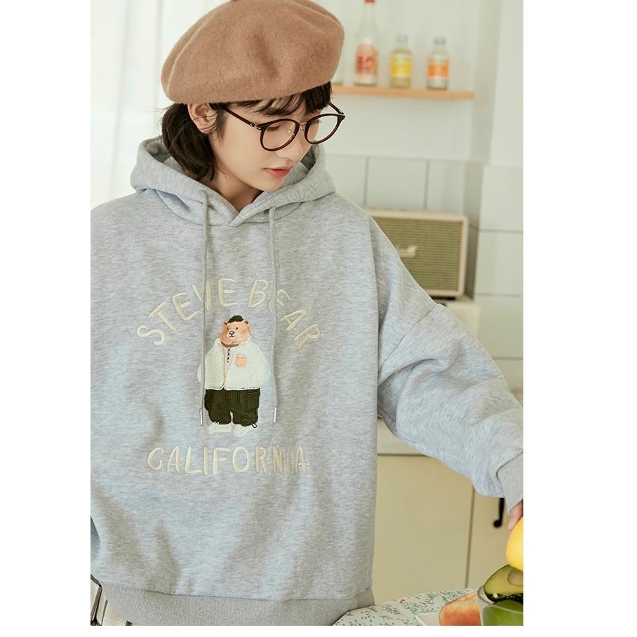 【RENA小舖 台灣現貨每天出】穿帽tㄉ熊熊🐻｜小熊刺繡帽T_純棉/保暖/加厚/長袖/大學t/帽T【R22056】-細節圖9