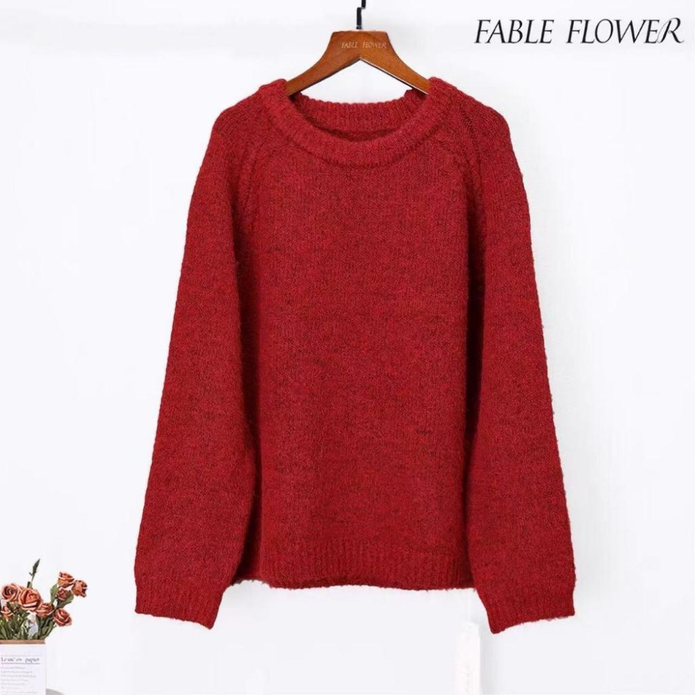 【RENA小舖 台灣現貨每天出】慵懶套頭針織毛衣/百搭氣質/純色寬鬆毛衣/繽紛可愛【R22055】-細節圖7