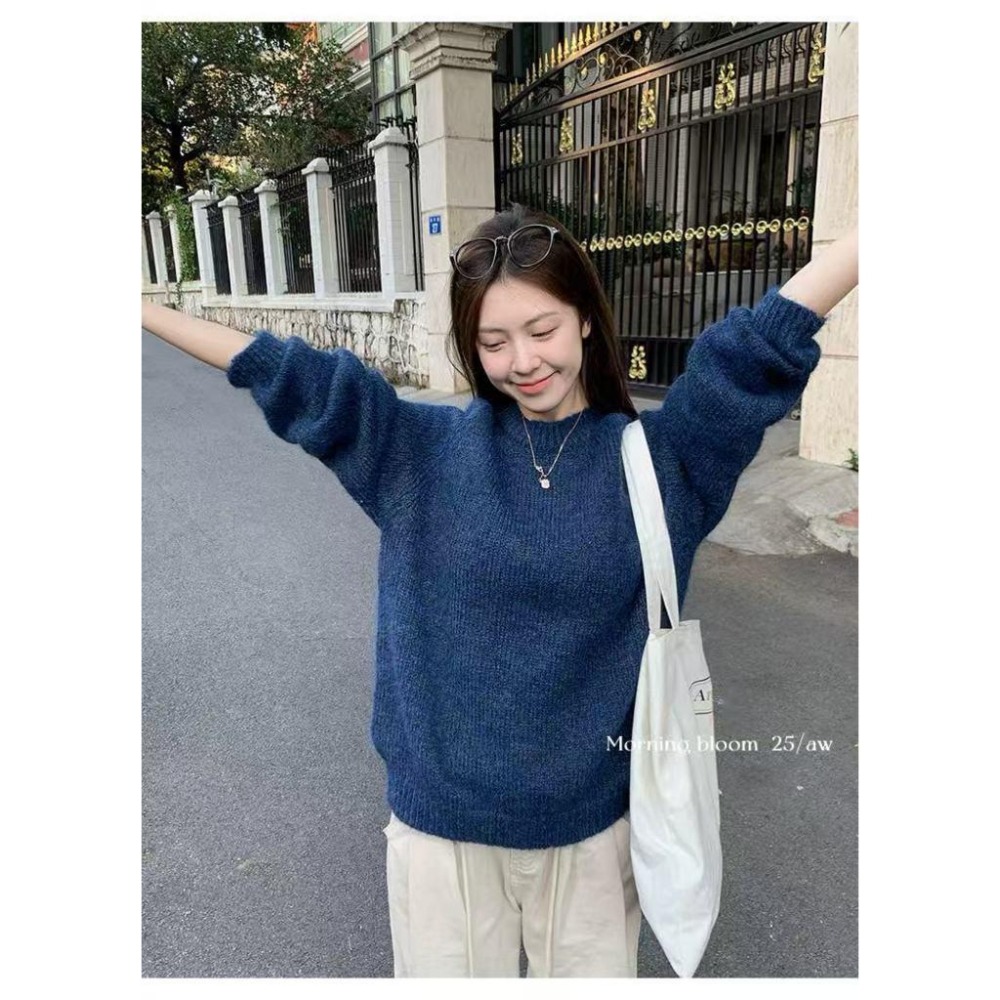 【RENA小舖 台灣現貨每天出】慵懶套頭針織毛衣/百搭氣質/純色寬鬆毛衣/繽紛可愛【R22055】-細節圖8