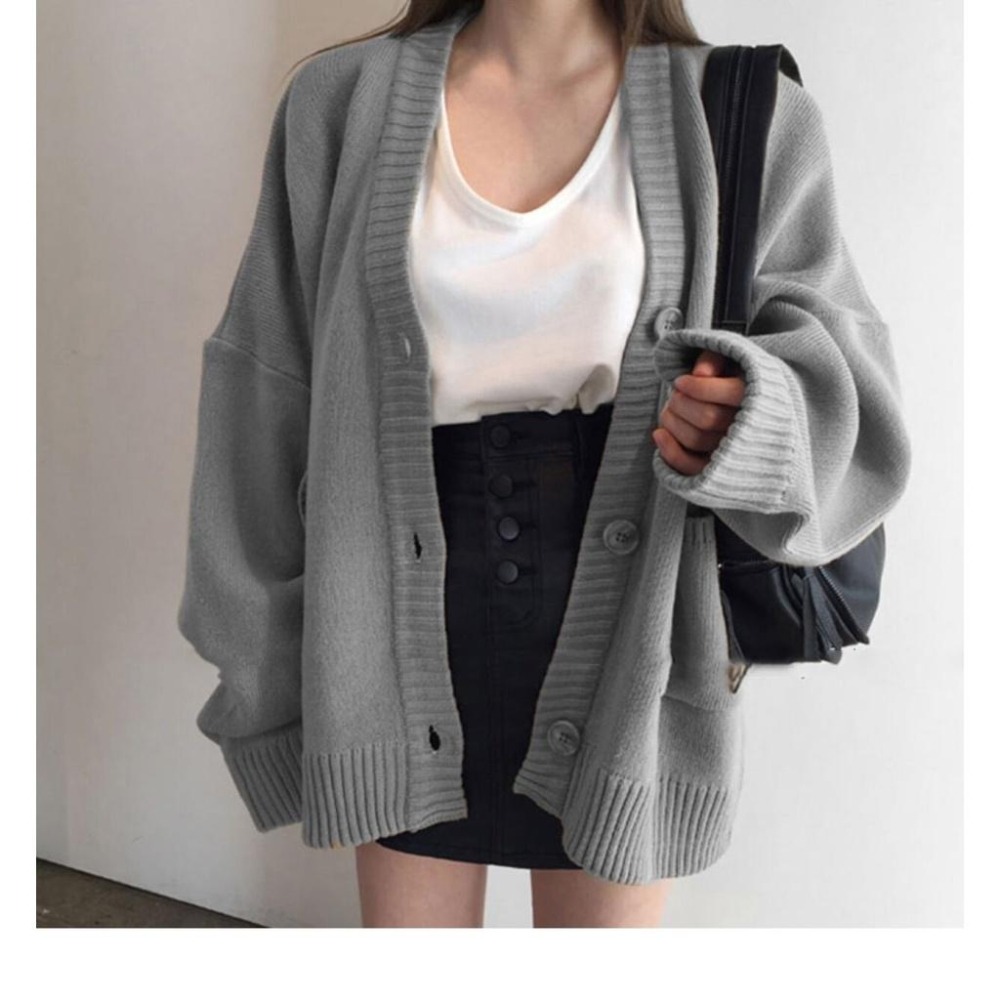 【RENA小舖 台灣現貨每天出】韓系溫柔歐膩💗｜復古V領針織外套_簡約/溫柔/毛衣/長袖/針織外套【R21063】-細節圖5