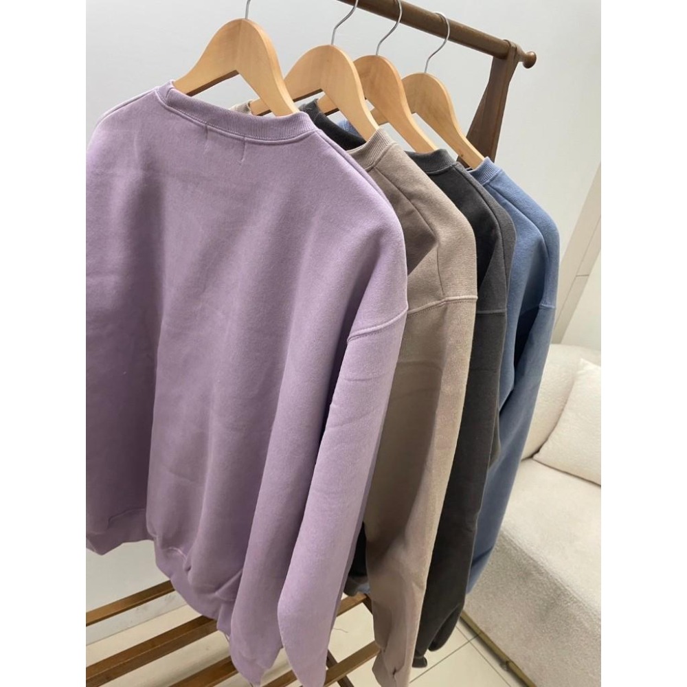 【RENA小舖 台灣現貨每天出】微笑圓領大學T 衛衣 秋冬 韓版 T恤 刷毛 保暖 男友上衣 情侶衣【Q1410】-細節圖4