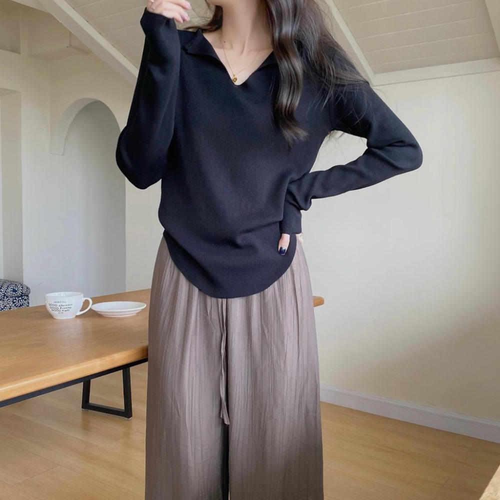 【RENA小舖 台灣現貨每天出】長袖針織衫 針織衫 上衣 V領上衣 山羊絨 V領針織衫 V領上衣【R21622】-細節圖3