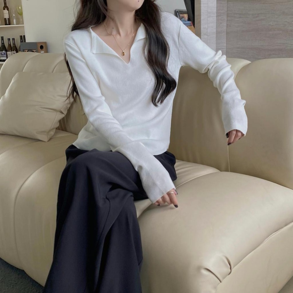 【RENA小舖 台灣現貨每天出】長袖針織衫 針織衫 上衣 V領上衣 山羊絨 V領針織衫 V領上衣【R21622】-細節圖4