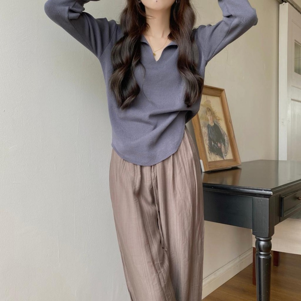 【RENA小舖 台灣現貨每天出】長袖針織衫 針織衫 上衣 V領上衣 山羊絨 V領針織衫 V領上衣【R21622】-細節圖6