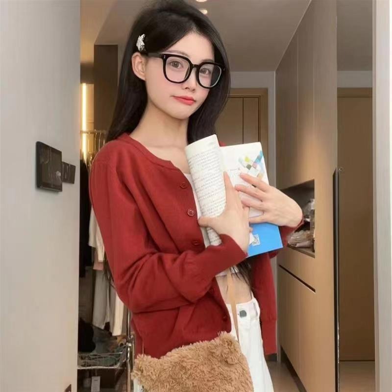 【RENA小舖 台灣現貨每天出】針織外套/針織開襟毛衣/毛衣外套/美式復古小個子毛衣/薄外套【R21861】-細節圖3