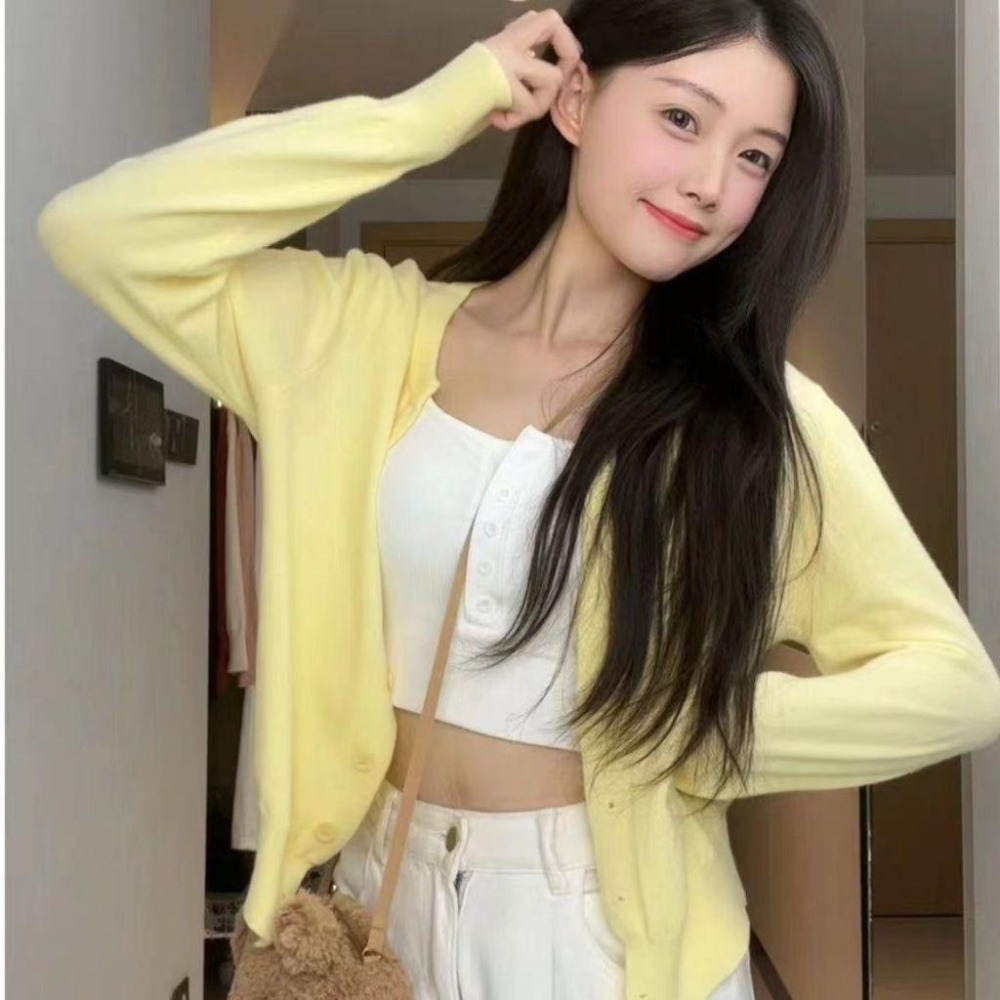 【RENA小舖 台灣現貨每天出】針織外套/針織開襟毛衣/毛衣外套/美式復古小個子毛衣/薄外套【R21861】-細節圖4