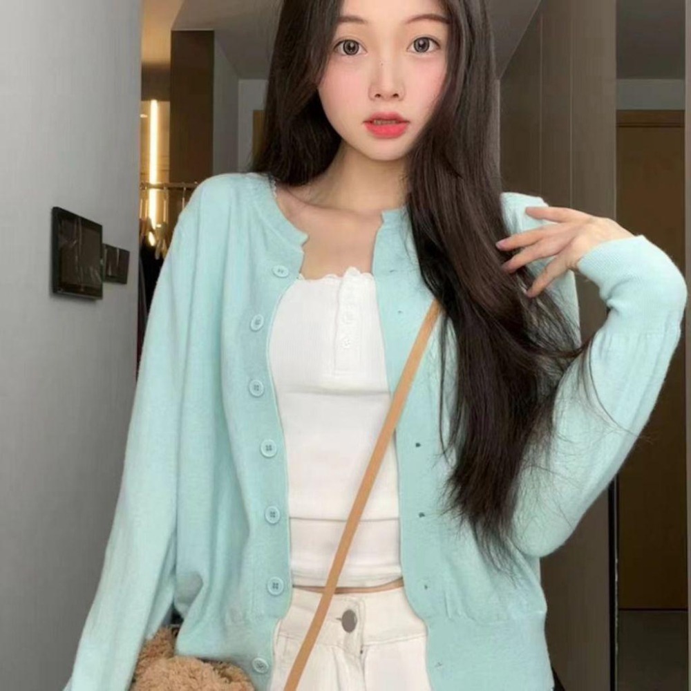 【RENA小舖 台灣現貨每天出】針織外套/針織開襟毛衣/毛衣外套/美式復古小個子毛衣/薄外套【R21861】-細節圖5