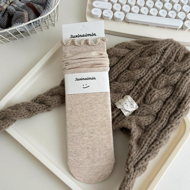 【RENA小舖 台灣現貨每天出】秋冬花苞木耳邊堆堆襪 | 百搭/簡約/配件/襪子/堆堆襪【R22025】-細節圖3