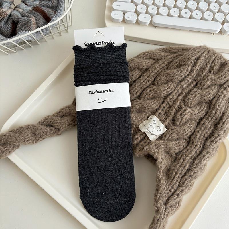 【RENA小舖 台灣現貨每天出】秋冬花苞木耳邊堆堆襪 | 百搭/簡約/配件/襪子/堆堆襪【R22025】-細節圖4