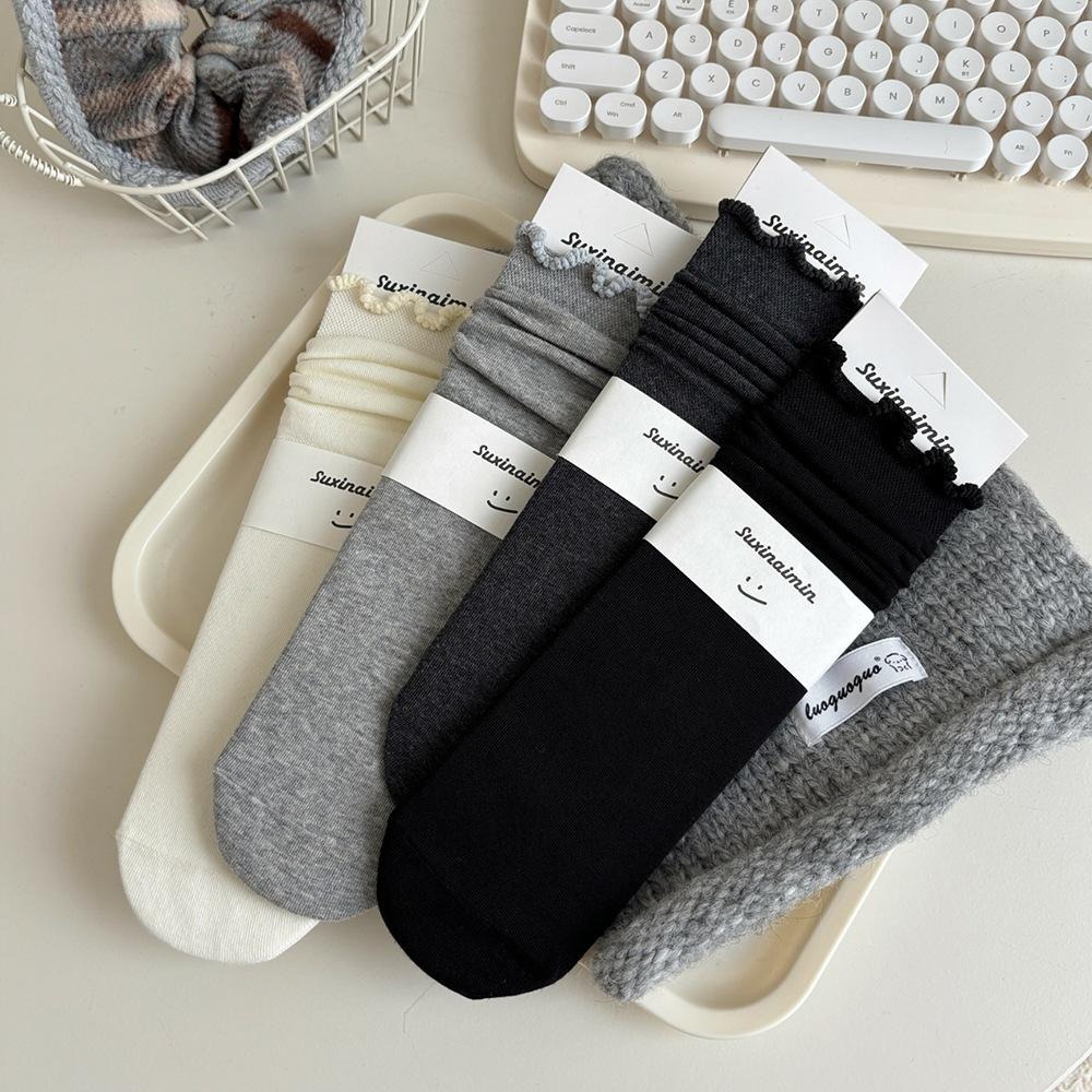 【RENA小舖 台灣現貨每天出】秋冬花苞木耳邊堆堆襪 | 百搭/簡約/配件/襪子/堆堆襪【R22025】-細節圖7