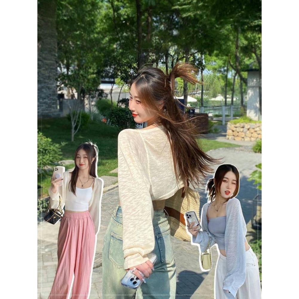 【RENA小舖 台灣現貨每天出】夏季針織外套/短版罩衫/針織開衫/短披肩罩衫/薄外套/海邊/夏天/防曬【R21910】-細節圖2