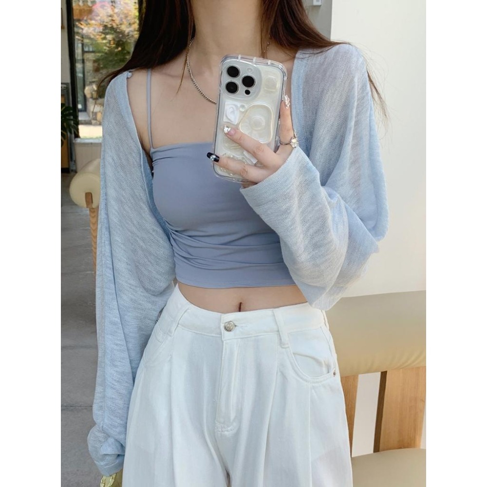 【RENA小舖 台灣現貨每天出】夏季針織外套/短版罩衫/針織開衫/短披肩罩衫/薄外套/海邊/夏天/防曬【R21910】-細節圖5