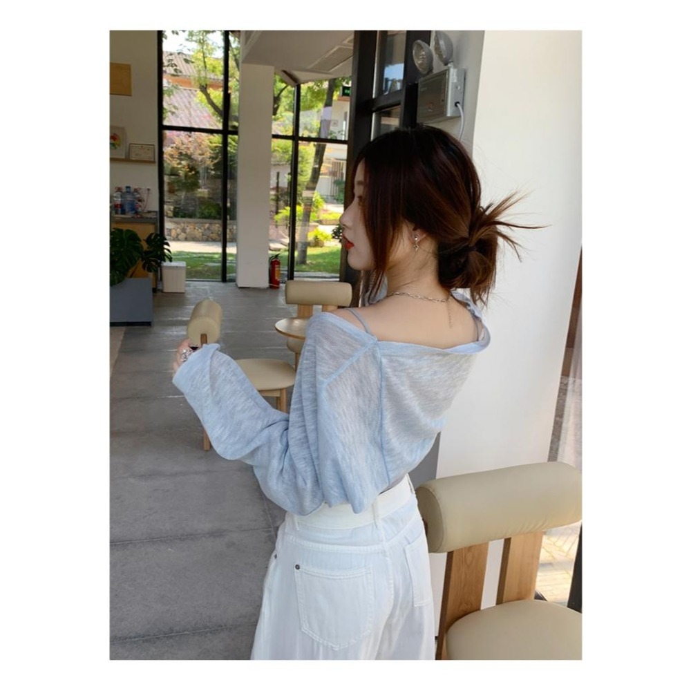 【RENA小舖 台灣現貨每天出】夏季針織外套/短版罩衫/針織開衫/短披肩罩衫/薄外套/海邊/夏天/防曬【R21910】-細節圖7