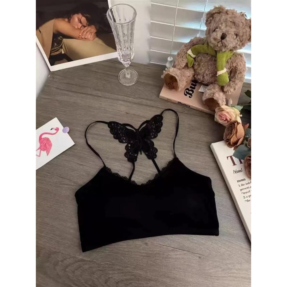 【RENA小舖 台灣現貨每天出】夏季兩件套/短袖+內搭/顯瘦短袖/蝴蝶小可愛/美背小可愛/自帶胸墊【R21988】-細節圖6