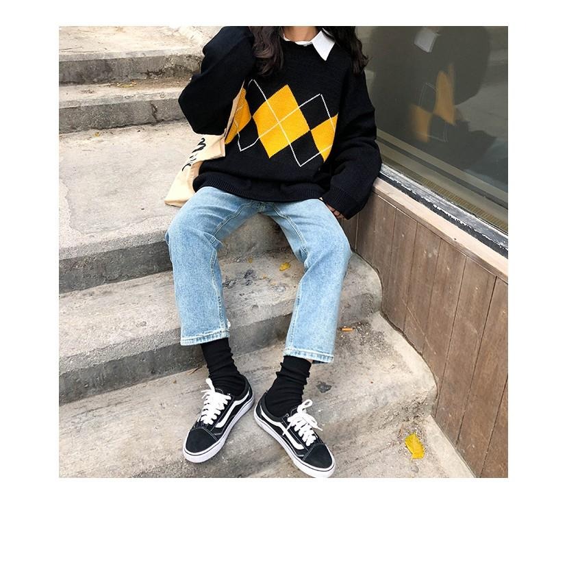 【RENA小舖 台灣現貨每天出】復古少女菱格秋冬針織毛衣上衣_寬鬆/顯瘦/百搭/針織/毛衣/上衣/ 【R14096】-細節圖8