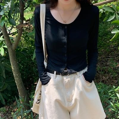 【RENA小舖 台灣現貨每天出】薄荷涼糖✨｜圓領針織衫_短款/夏季/防曬/薄款/長袖/針織衫【R21408】-細節圖2