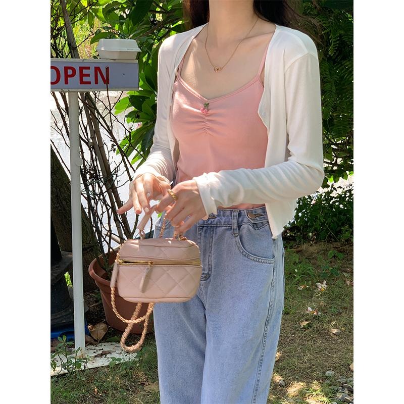 【RENA小舖 台灣現貨每天出】薄荷涼糖✨｜圓領針織衫_短款/夏季/防曬/薄款/長袖/針織衫【R21408】-細節圖5