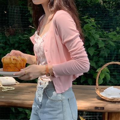 【RENA小舖 台灣現貨每天出】薄荷涼糖✨｜圓領針織衫_短款/夏季/防曬/薄款/長袖/針織衫【R21408】-細節圖6