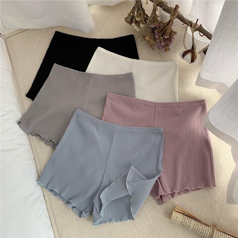 【RENA小舖 台灣現貨每天出】你的安全我來罩🫱｜木耳邊安全褲_彈力素面安全褲/捲邊/內搭褲/安全褲【Q1346】-細節圖7