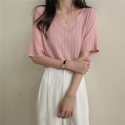 【RENA小舖 台灣現貨每天出】V領針織衫_百搭/設計感/簡約/質感/針織/上衣【R21417】-細節圖3